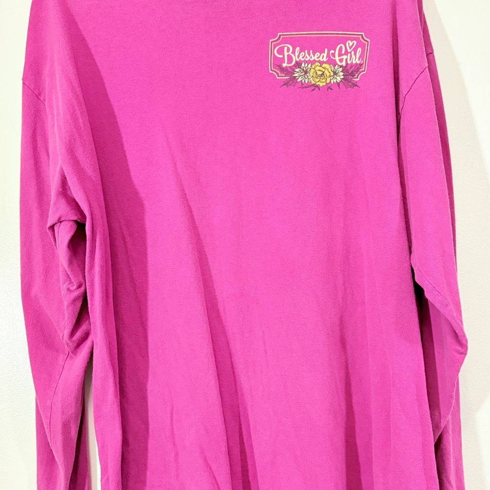 Gildan Pink Long Sleeve Tee Casual Cotton Blend - Picture 1 of 7
